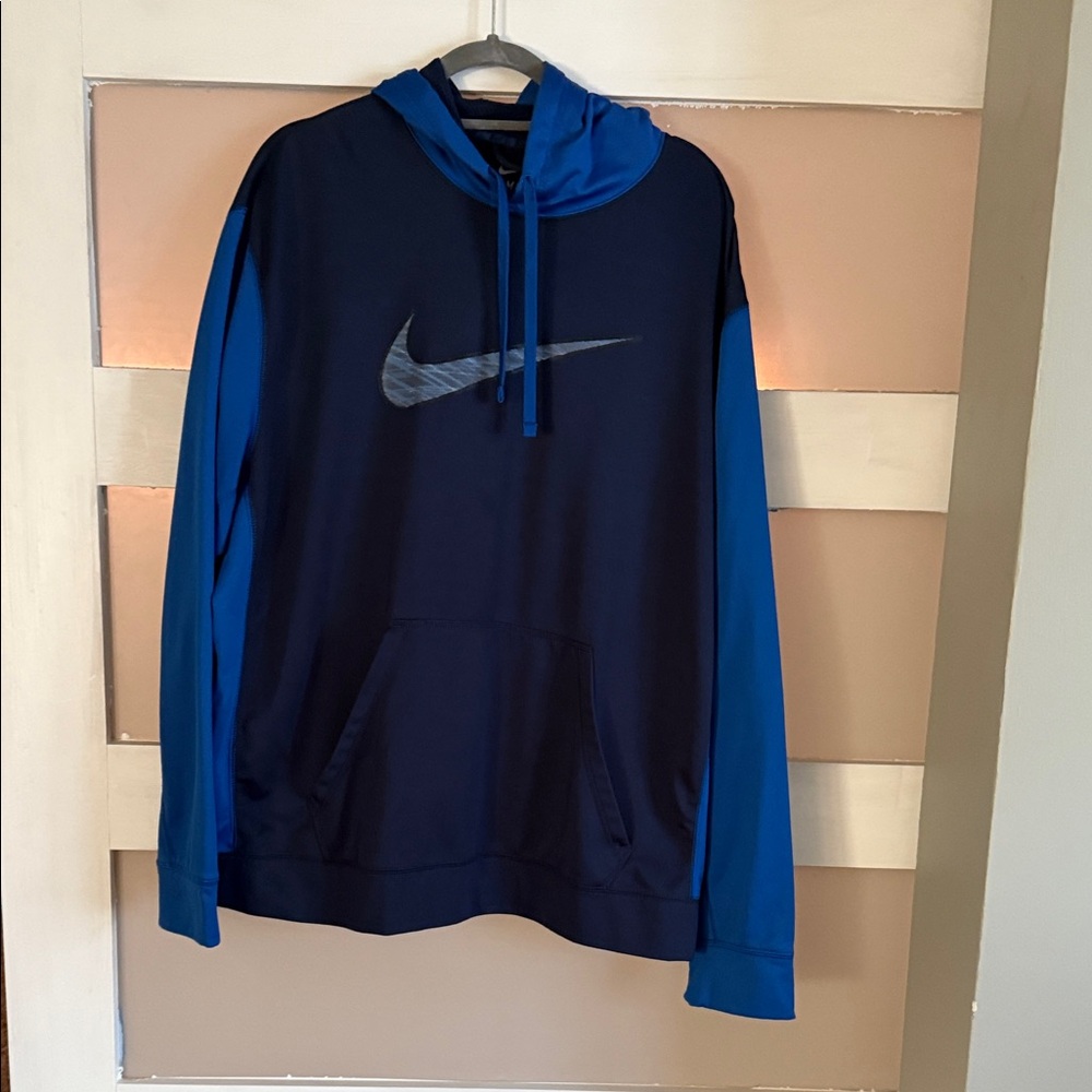 Nike Men's navy blue and bright Blue Hoodie